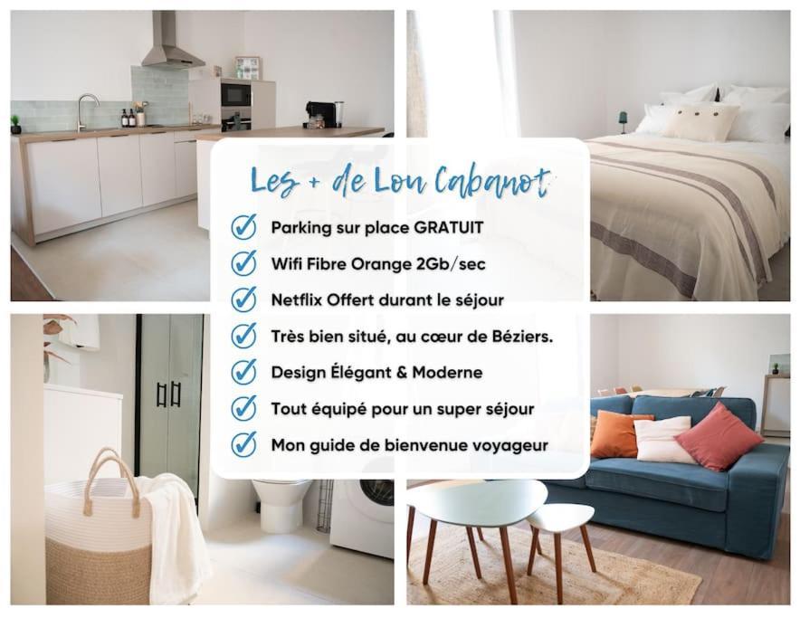 Lou Cabanot - Appartement Lumineux 3 Chambres - Parking Gratuit Безьє Екстер'єр фото